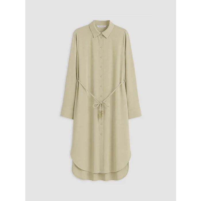 LCW EVERYDAY Haki Oversize Modal Karışımlı Kadın Gömlek Tunik