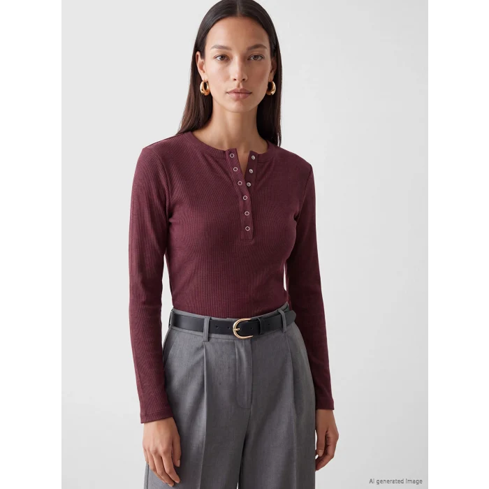 LCW EVERYDAY Bordo Bisiklet Yaka Kadın Fitilli Body
