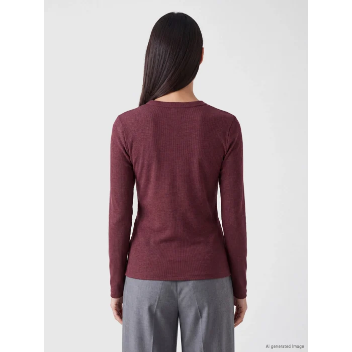 LCW EVERYDAY Bordo Bisiklet Yaka Kadın Fitilli Body
