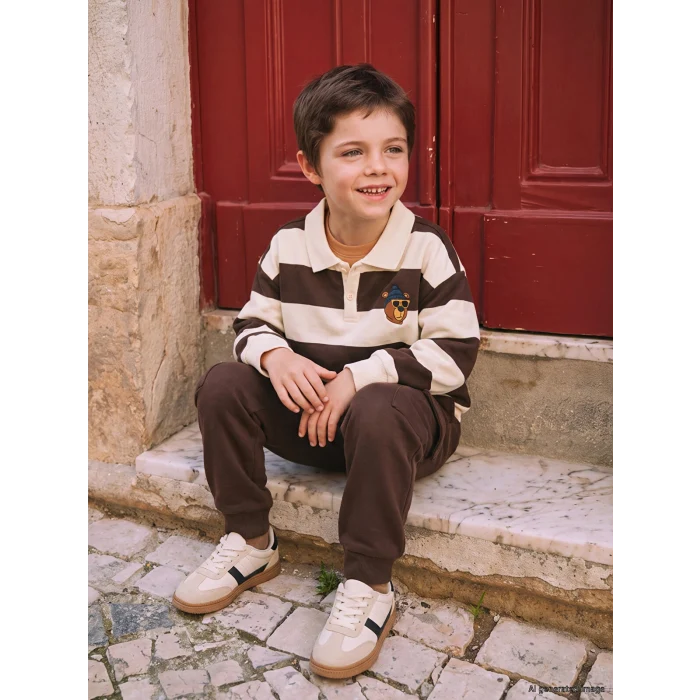 LCW Kids Kahverengi Çizgili Erkek Çocuk Takım