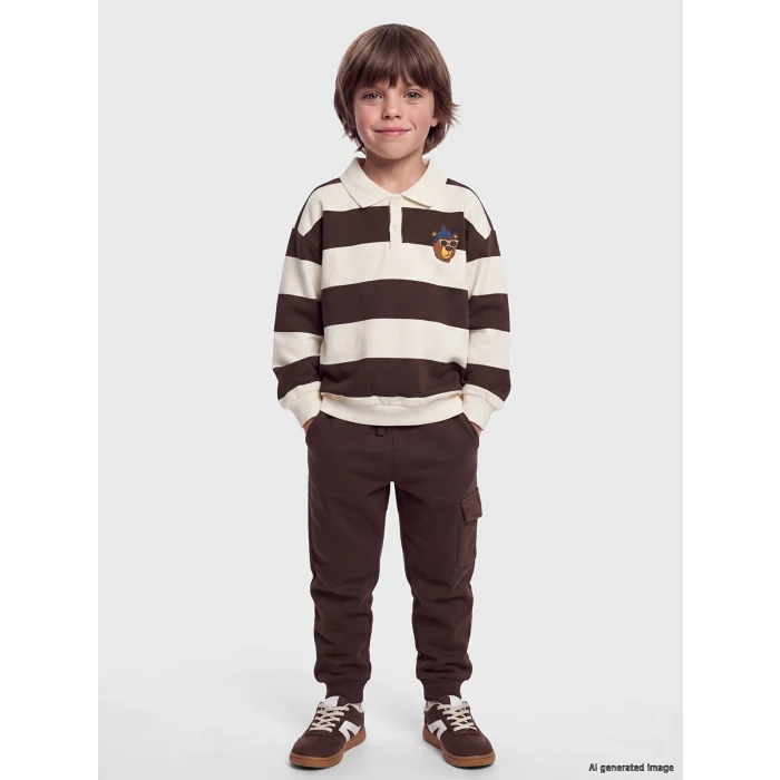 LCW Kids Kahverengi Çizgili Erkek Çocuk Takım