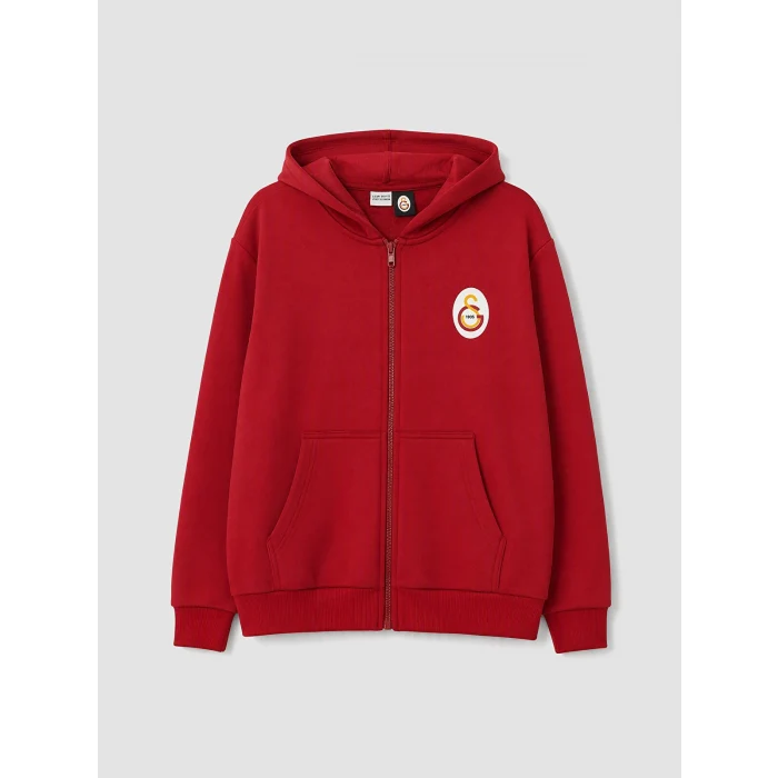 LCW Kids Kırmızı Kapüşonlu Galatasaray Baskılı Erkek Çocuk Sweatshirt
