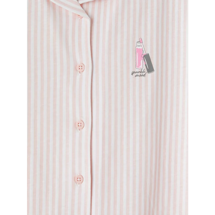 LCW Kids Pembe Gömlek Yaka Kız Çocuk Pijama Takım