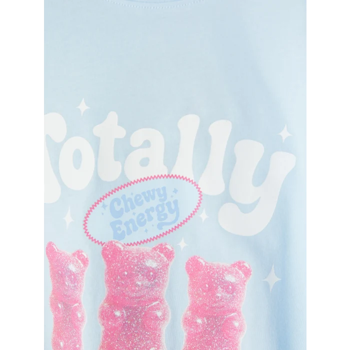 LCW Kids Mavi Bisiklet Yaka Kız Çocuk Pijama Takım
