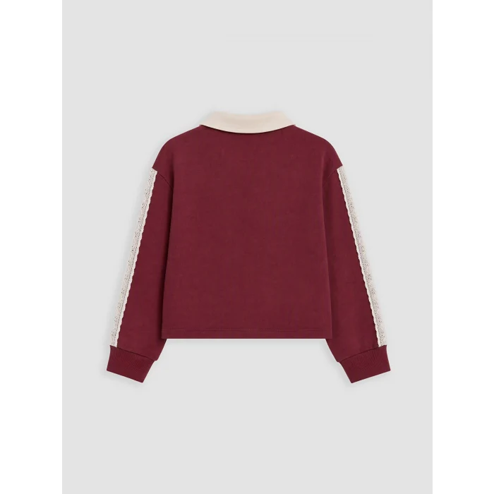 LCW Kids Bordo Polo Yaka Nakışlı Kız Çocuk Takım