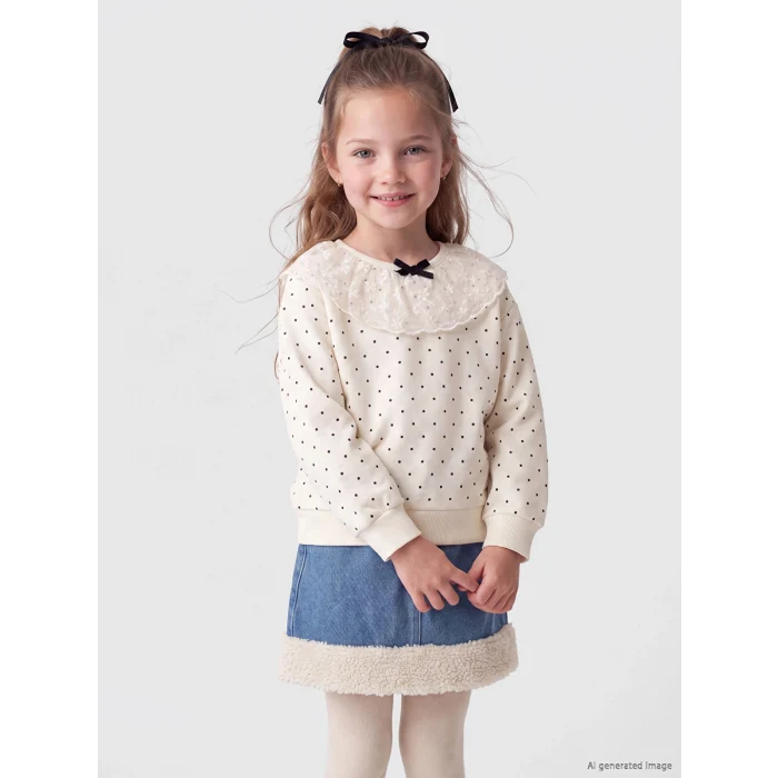LCW Kids Ekru Bebe Yaka Kız Çocuk Sweatshirt