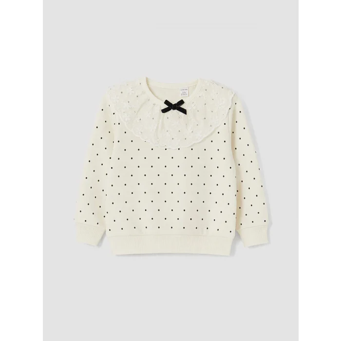 LCW Kids Ekru Bebe Yaka Kız Çocuk Sweatshirt