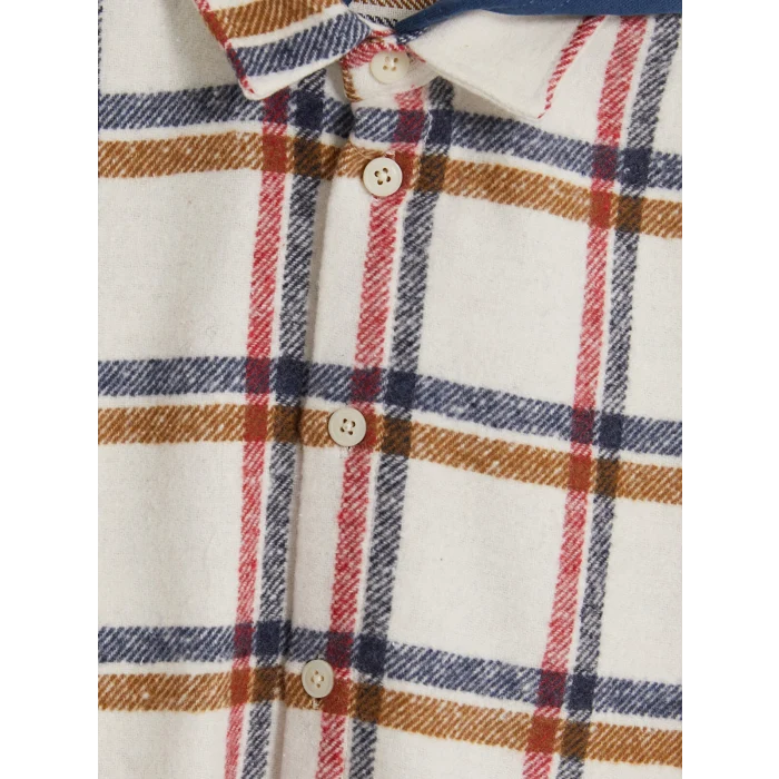 LCW Kids Ekru Kapüşonlu Ekose Gabardin Erkek Çocuk Gömlek