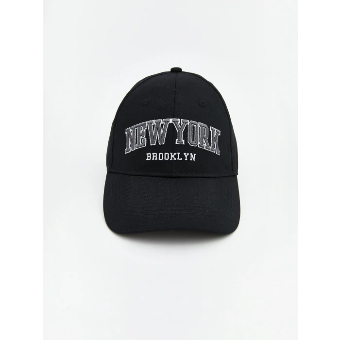 LCW ACCESSORIES Siyah New York Nakışlı Kadın Kep Şapka