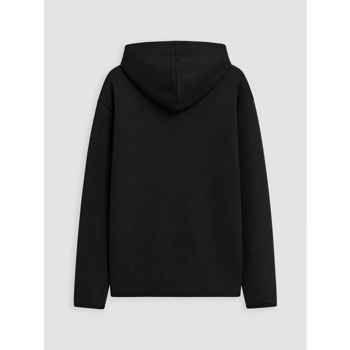 LCW Kids Siyah Kapüşonlu Baskılı Erkek Çocuk Fermuarlı Sweatshirt