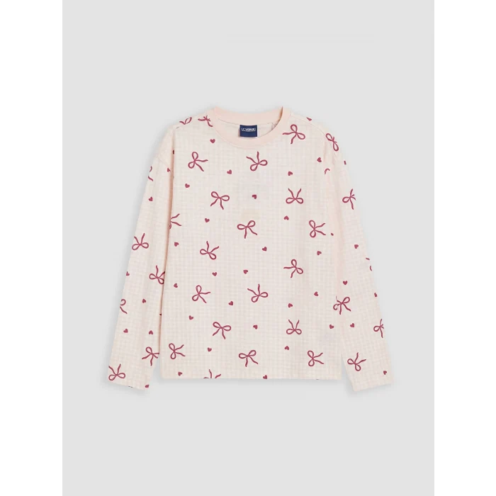 LCW Kids Ekru Bisiklet Yaka Kız Çocuk Pijama Takım