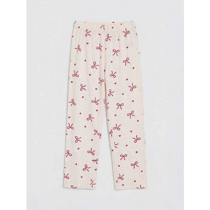 LCW Kids Ekru Bisiklet Yaka Kız Çocuk Pijama Takım