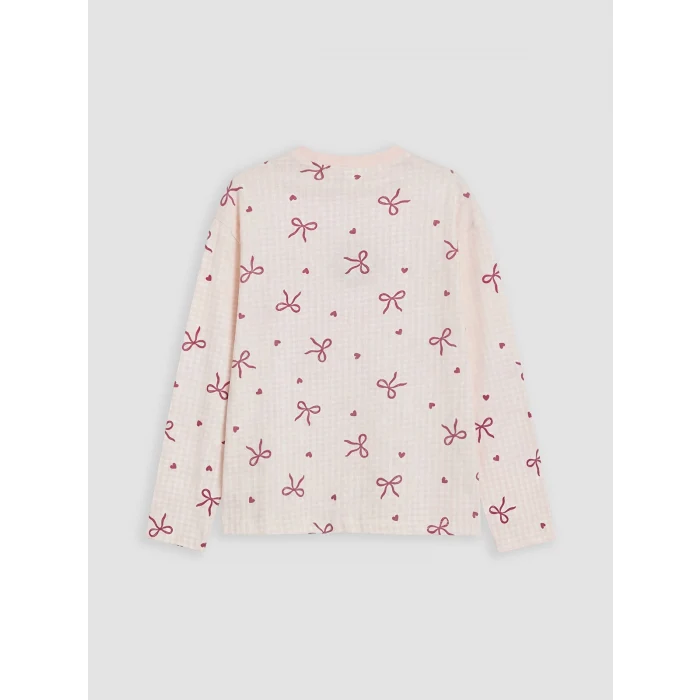 LCW Kids Ekru Bisiklet Yaka Kız Çocuk Pijama Takım