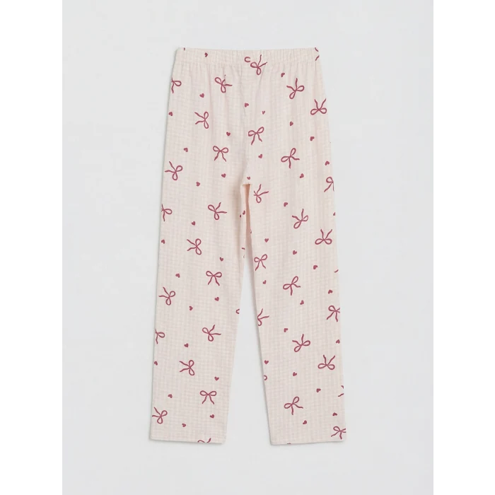 LCW Kids Ekru Bisiklet Yaka Kız Çocuk Pijama Takım