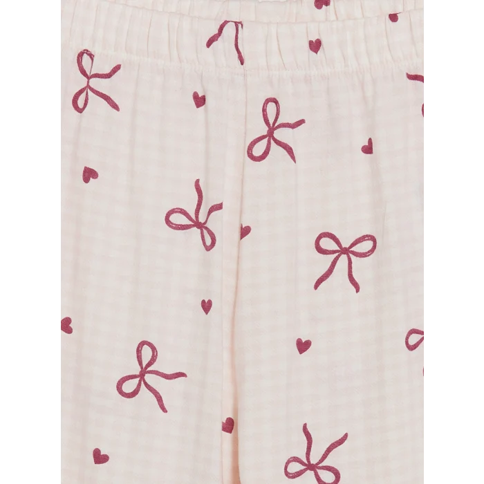 LCW Kids Ekru Bisiklet Yaka Kız Çocuk Pijama Takım
