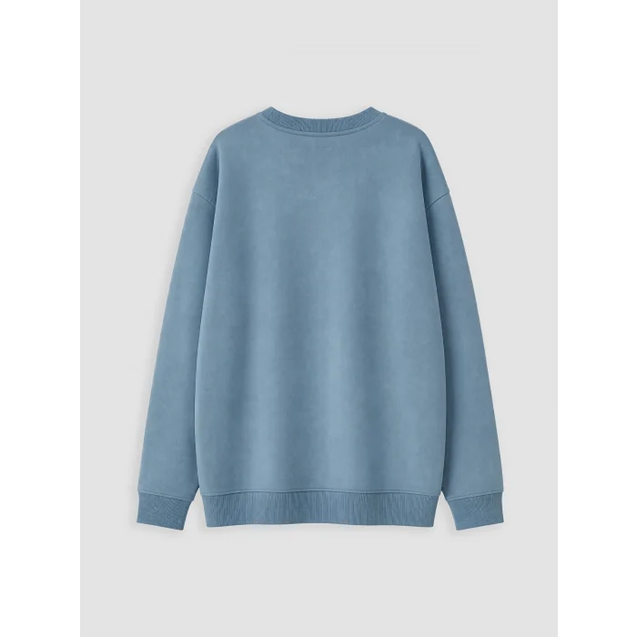 LCW Kids Mavi Bisiklet Yaka Berlin Baskılı Erkek Çocuk Sweatshirt