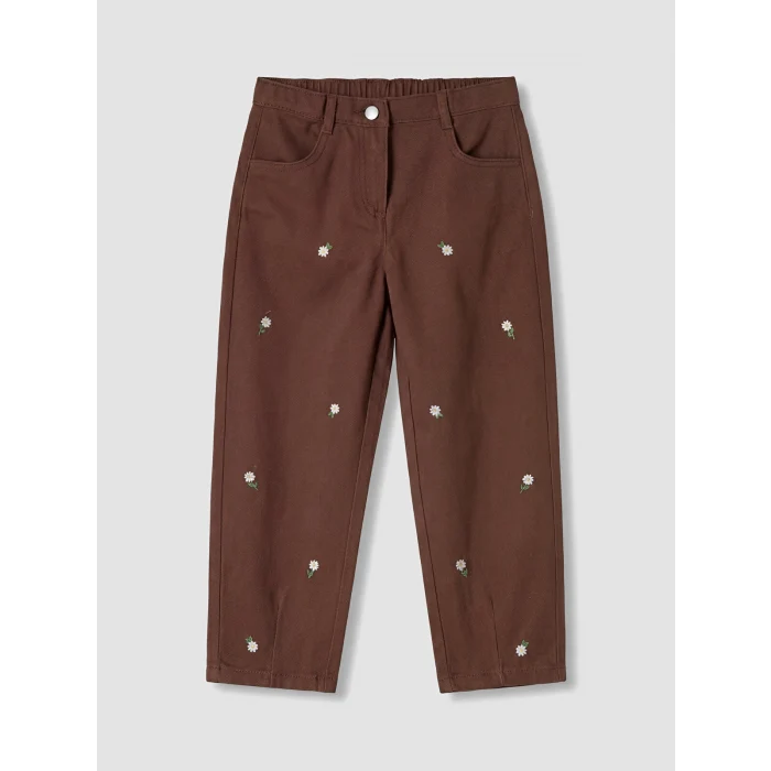 LCW Kids Kahverengi Kız Çocuk Gabardin Pantolon