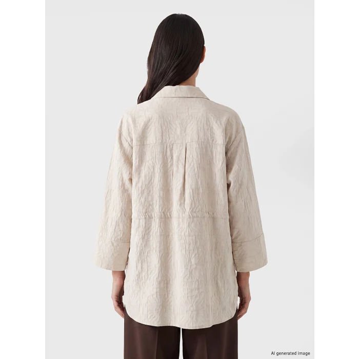 LCW STUDIO Bej Dokulu Oversize Kadın Gömlek Tunik