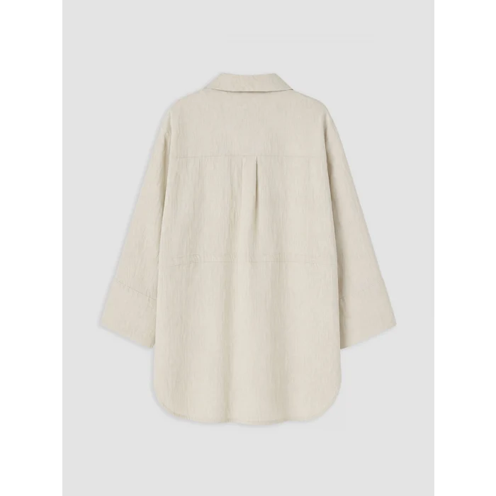 LCW STUDIO Bej Dokulu Oversize Kadın Gömlek Tunik