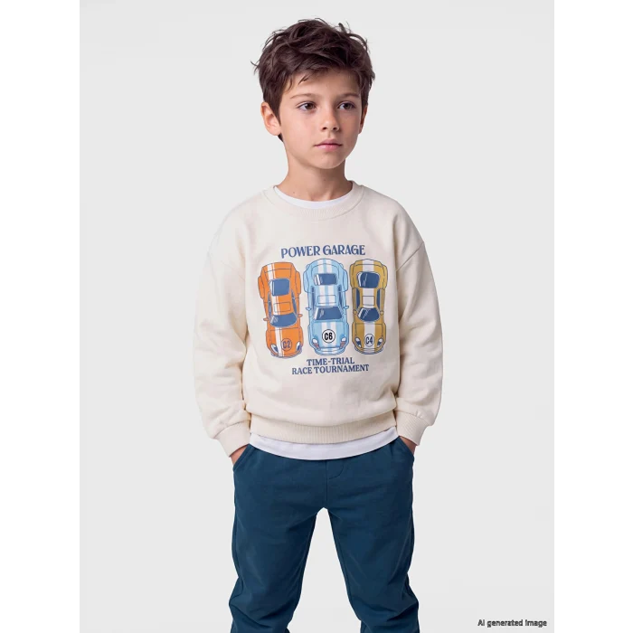 LCW Kids Bej Baskılı Erkek Çocuk Takım