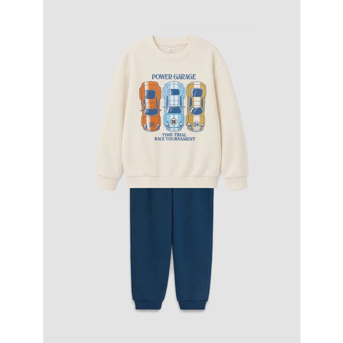 LCW Kids Bej Baskılı Erkek Çocuk Takım