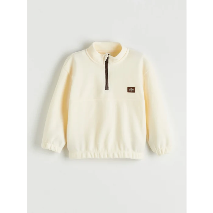 LCW Kids Bej Dik Yaka Erkek Çocuk Polar Sweatshirt