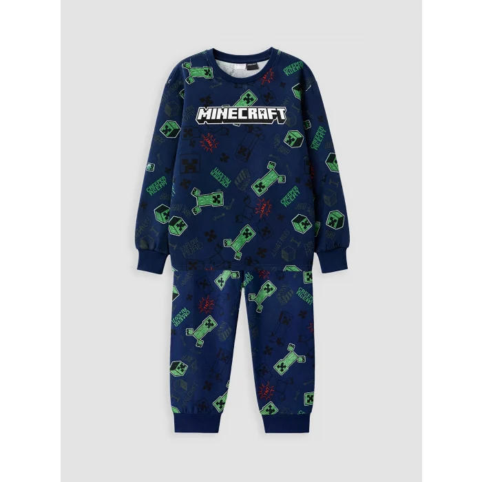 LCW Kids Lacivert Minecraft Baskılı Erkek Çocuk Pijama Takım