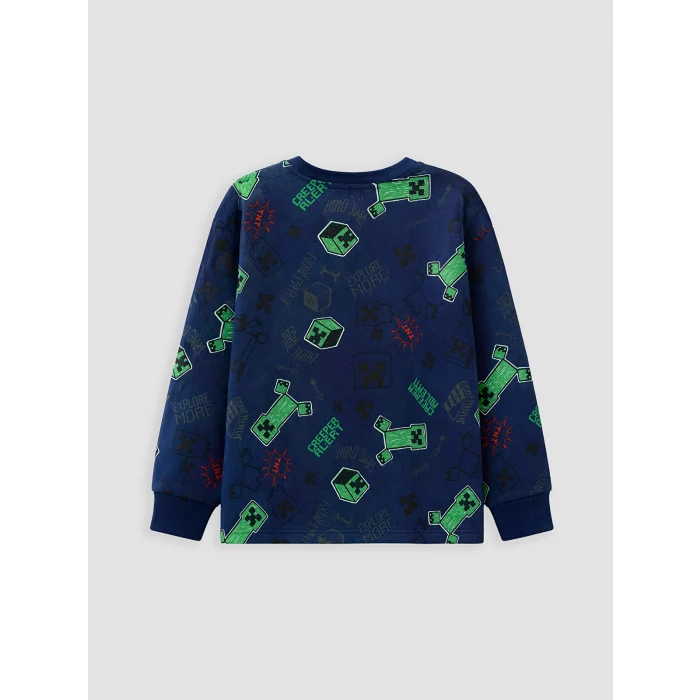 LCW Kids Lacivert Minecraft Baskılı Erkek Çocuk Pijama Takım