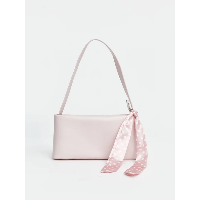 LCW ACCESSORIES Pembe Fular Aksesuarlı Deri Görünümlü Kadın Omuz Çantası