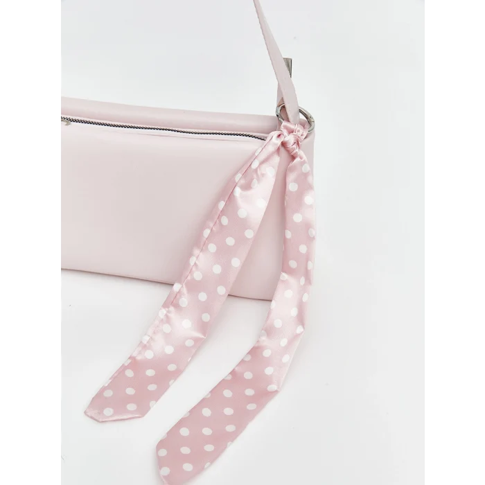 LCW ACCESSORIES Pembe Fular Aksesuarlı Deri Görünümlü Kadın Omuz Çantası