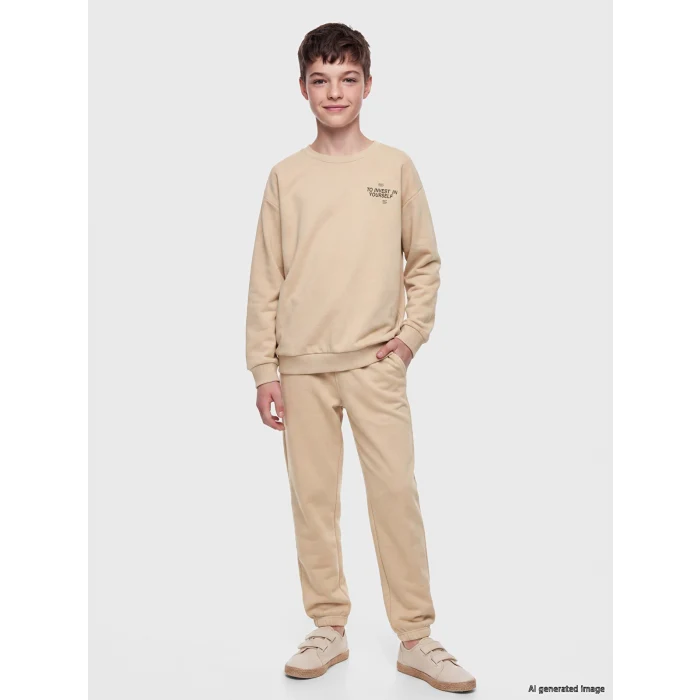 LCW Kids Bej Baskılı Erkek Çocuk Takım