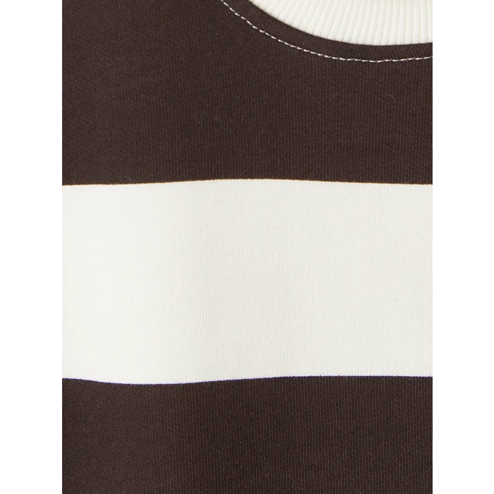 LCW Kids Bej Çizgili Erkek Çocuk Kalın Sweatshirt
