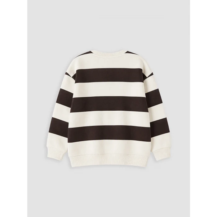 LCW Kids Bej Çizgili Erkek Çocuk Kalın Sweatshirt