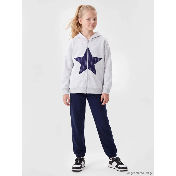 LCW Kids Lacivert Regular Fit Kız Çocuk Jogger Eşofman Altı