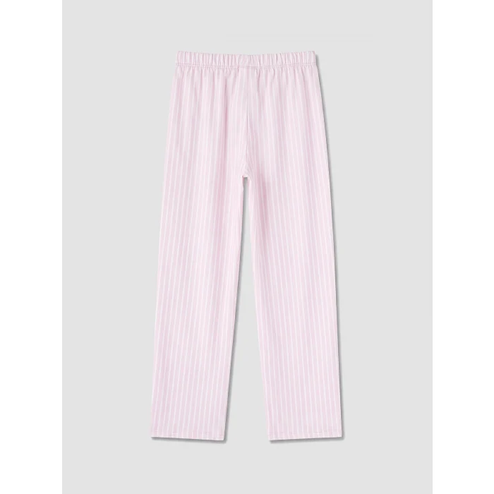 LCW Kids Mavi Bisiklet Yaka Baskılı Kız Çocuk Pijama Takımı