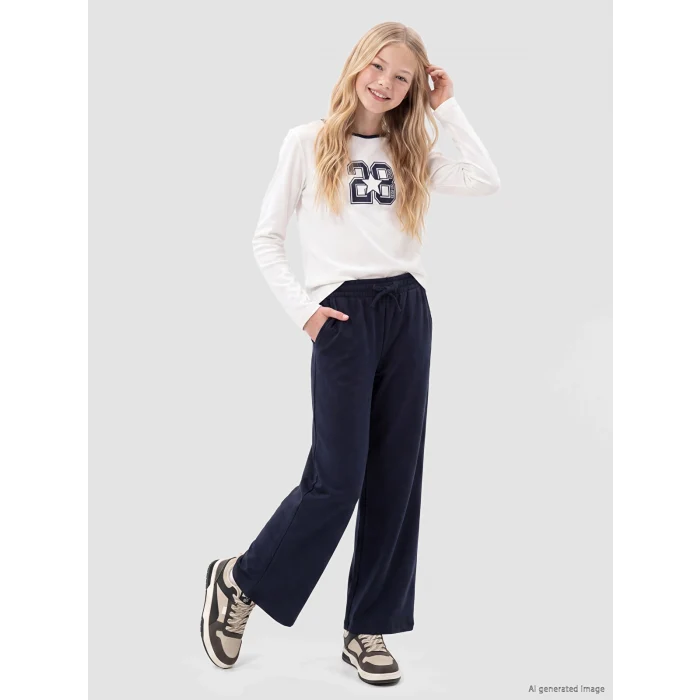 LCW Kids Lacivert Wideleg Kız Çocuk Pantolon