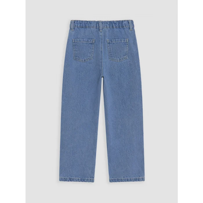 LCW Kids İndigo Straight Fit Nakışlı Kız Çocuk Jean Pantolon