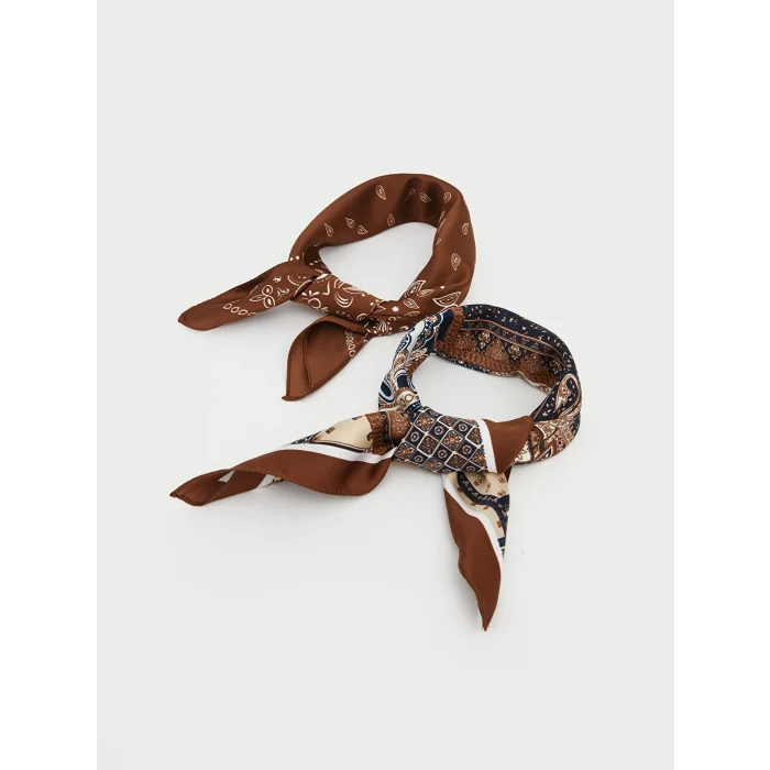 LCW ACCESSORIES Kahverengi Desenli Kadın Bandana 2li