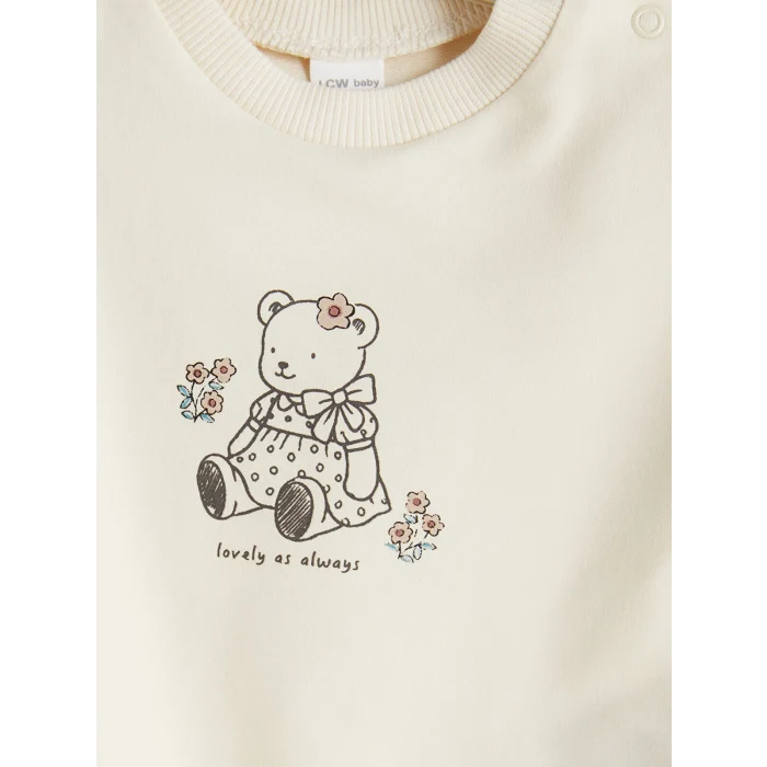 LCW baby Ekru Çiçekli Kız Bebek Takım