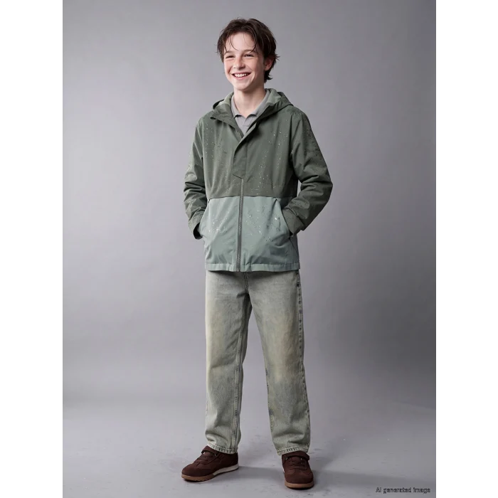 LCW Kids Yeşil Su İtici Erkek Çocuk Yağmurluk
