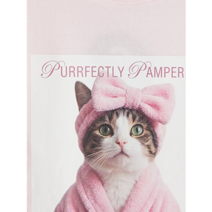 LCW Kids Pembe Baskılı Kız Çocuk Pijama Takımı