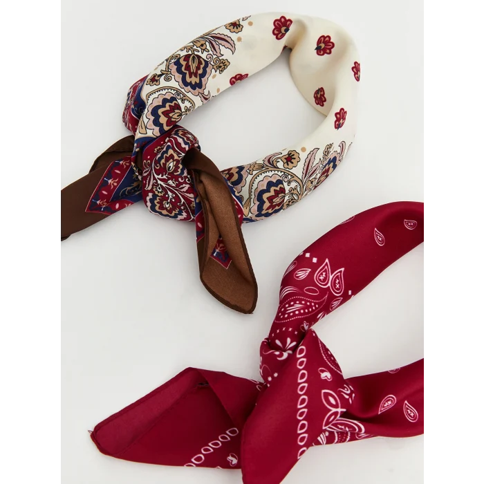LCW ACCESSORIES Bordo Desenli Kadın Bandana 2li