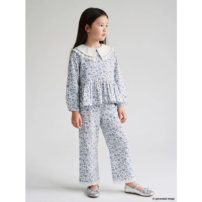 LCW Kids Ekru Çiçekli Kız Çocuk Bluz ve  Pantolon