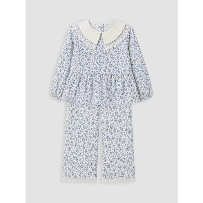 LCW Kids Ekru Çiçekli Kız Çocuk Bluz ve  Pantolon
