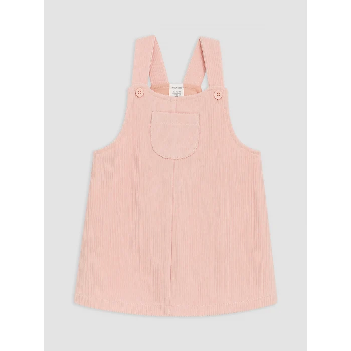 LCW baby Pembe Kız Bebek Kadife Salopet Takım