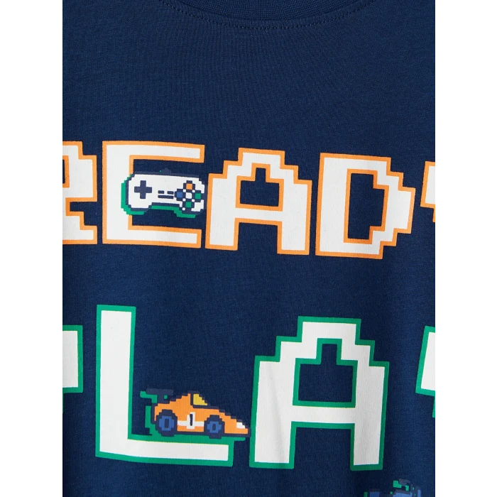LCW Kids Lacivert Bisiklet Yaka Erkek Çocuk Pijama Takım