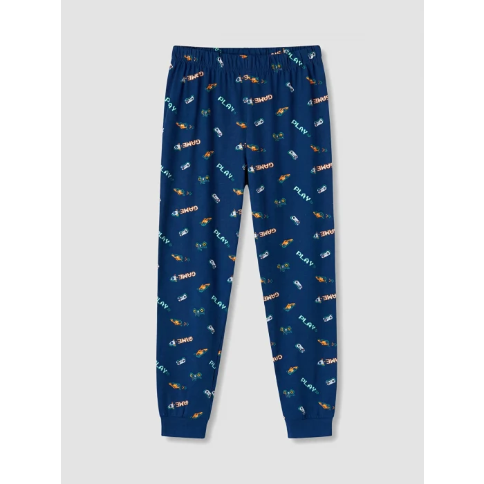 LCW Kids Lacivert Bisiklet Yaka Erkek Çocuk Pijama Takım