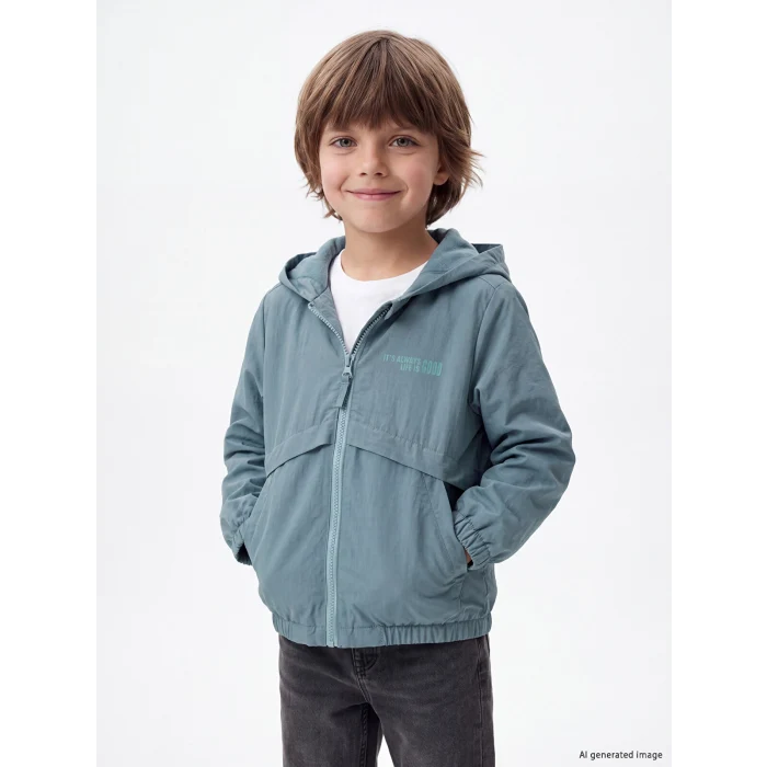 LCW Kids Mavi Kapüşonlu Erkek Çocuk Yağmurluk