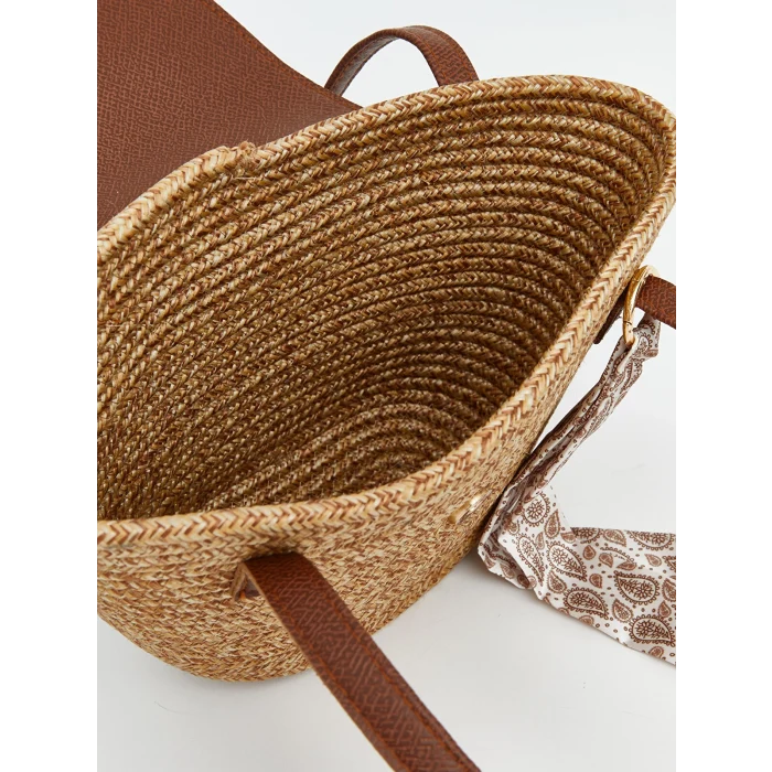 LCW ACCESSORIES Kahverengi Kadın Hasır Omuz Çantası