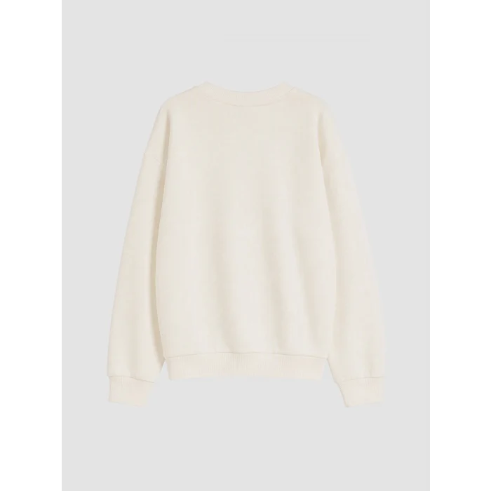 LCW Kids Ekru Chicago Baskılı Kız Çocuk Kalın Sweatshirt
